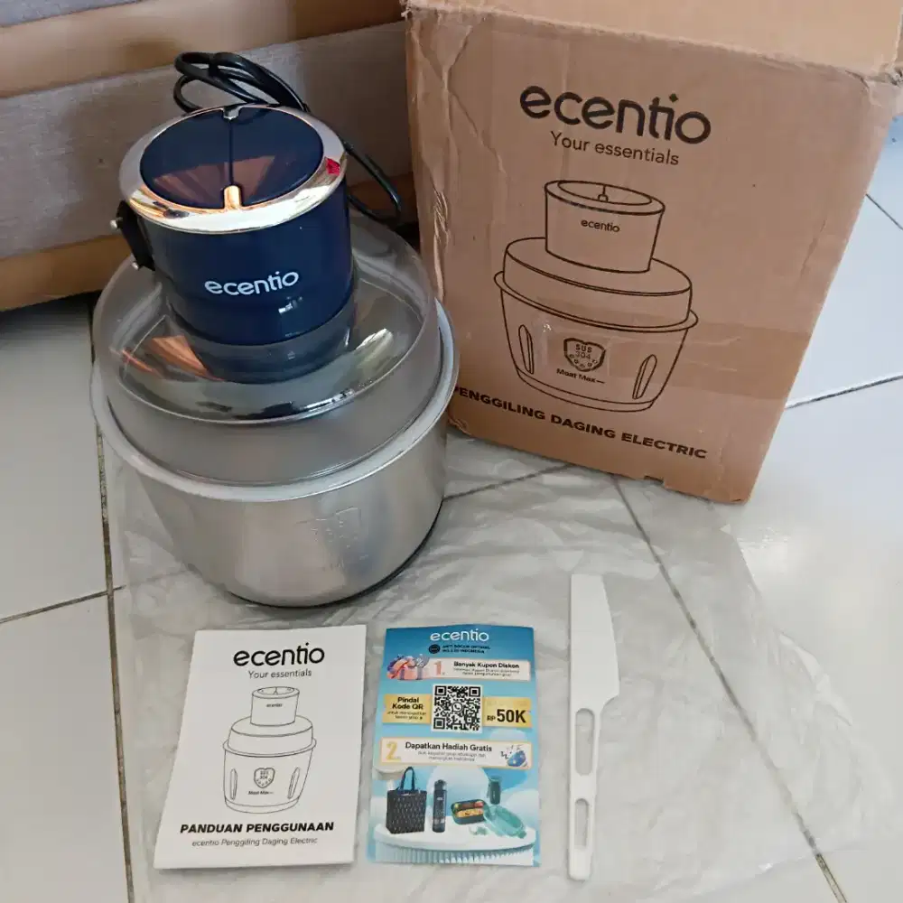 ET.Food Chopper 3L Stainless Steel Ecentio Penggiling Daging Elektrik