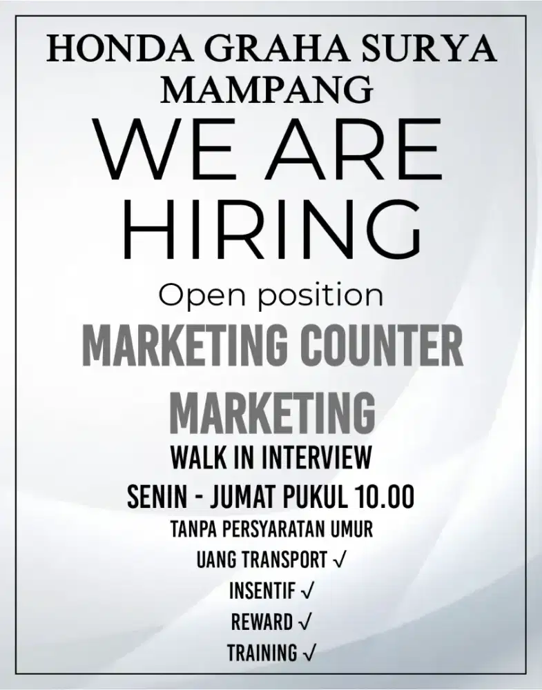 Marketing Counter dan Marketing (ALAMAT ADA DI DESKRIPSI, DIBACA!)