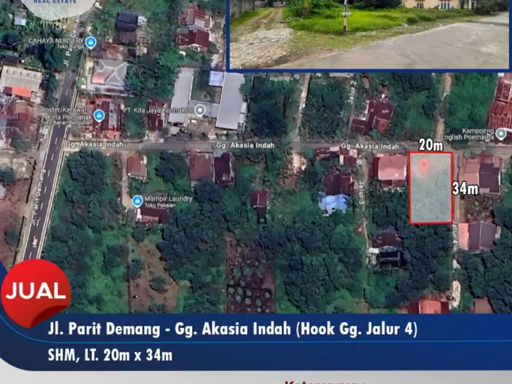 Dijual tanah siap bangun Jl. Parit Demang Gg. Akasia Indah