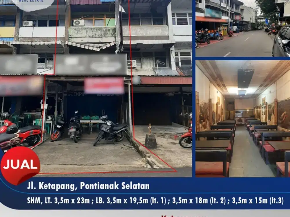 Dijual ruko Jl. Ketapang (+/-60an meter dr Gajahmada)