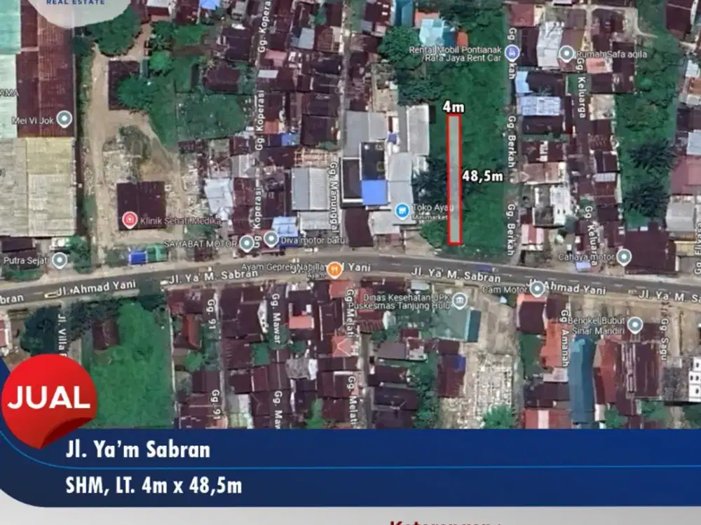 Dijual tanah kav ruko pinggir Jl. Y'am Sabran - Pontianak