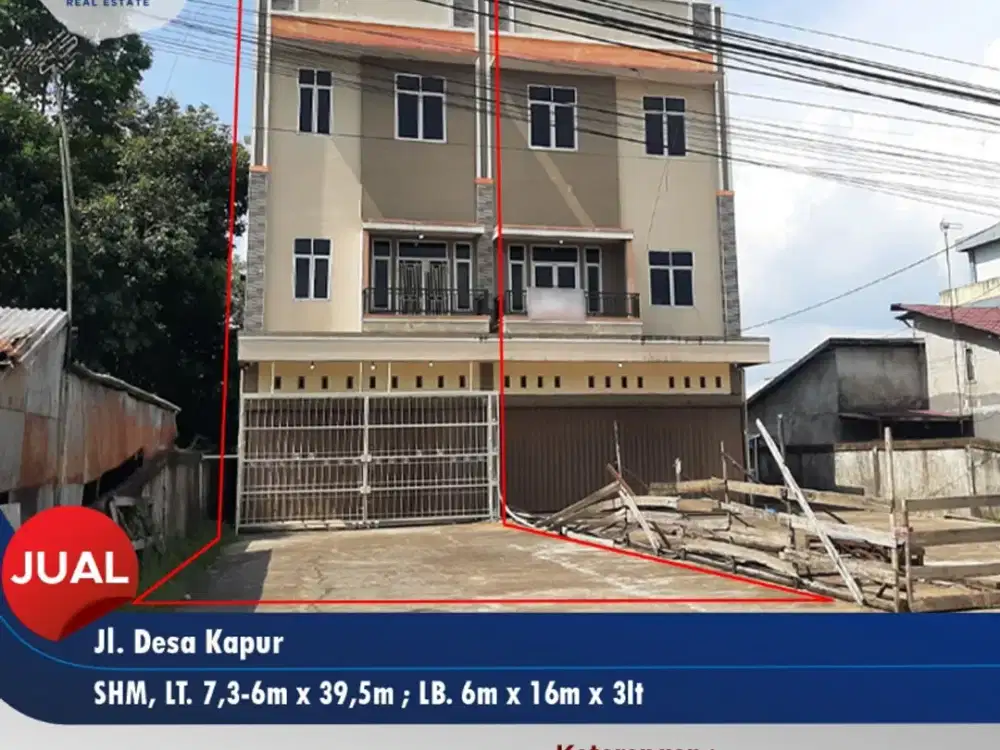 Dijual ruko ukuran besar dan cocok untuk usaha di Desa Kapur