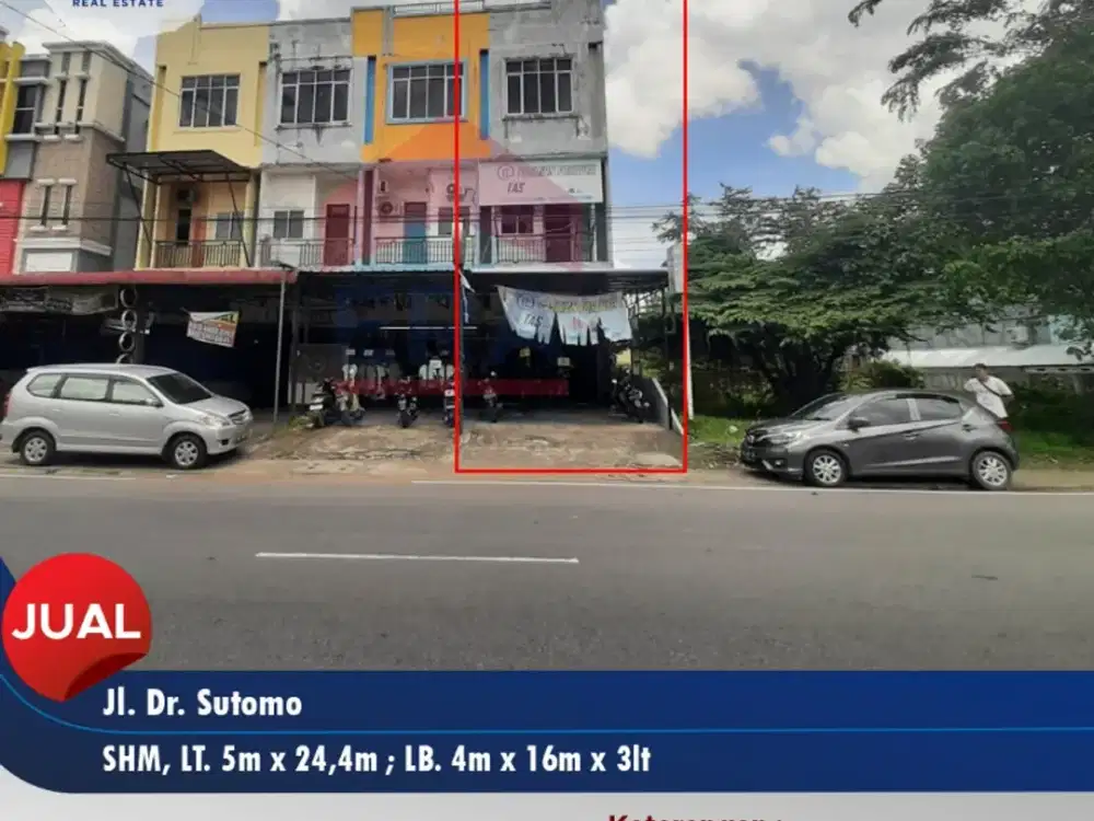 Dijual ruko 3lt posisi hook, Jl. Dr. Sutomo - Pontianak