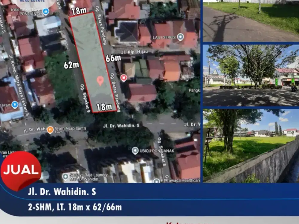 Dijual tanah siap bangun 1206m² dipinggir Jl. Dr. wahidin