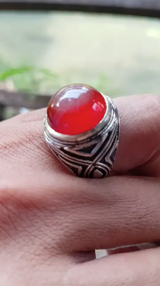 Raples merah puser bumi mata dewa asli mewah natural ring 8