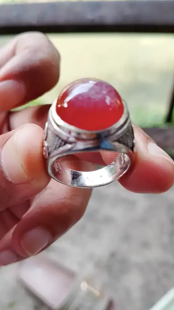Raples merah puser bumi mata dewa asli natural mewah ring 8