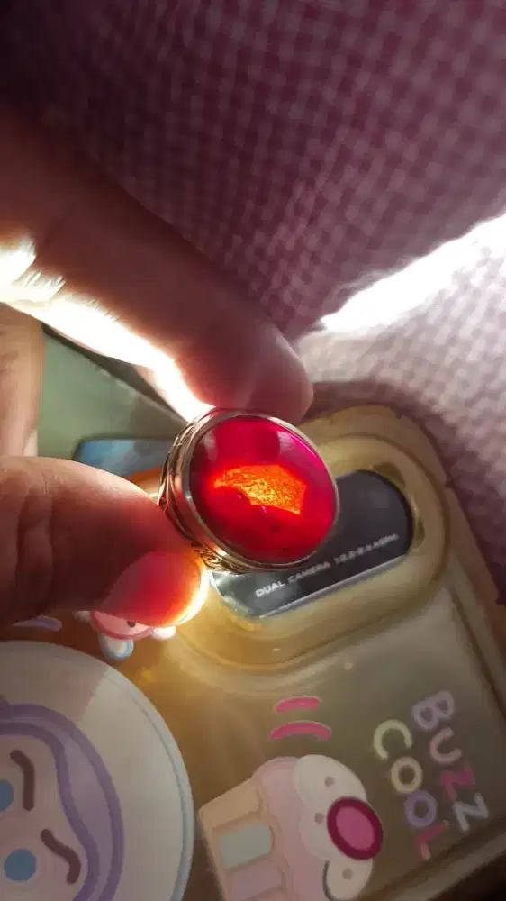 Yaman merah combong natural asli mewah ring 8