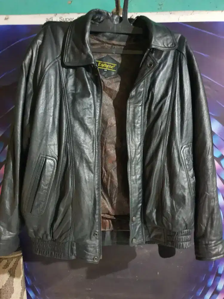JAKET KULIT BOMBER BRANDED SIZE XL