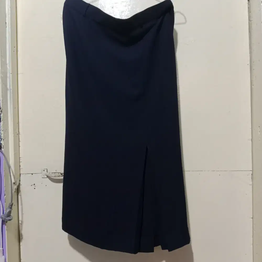 Navy Skirt Rok Span Biru Midi Skirt Ada Furing