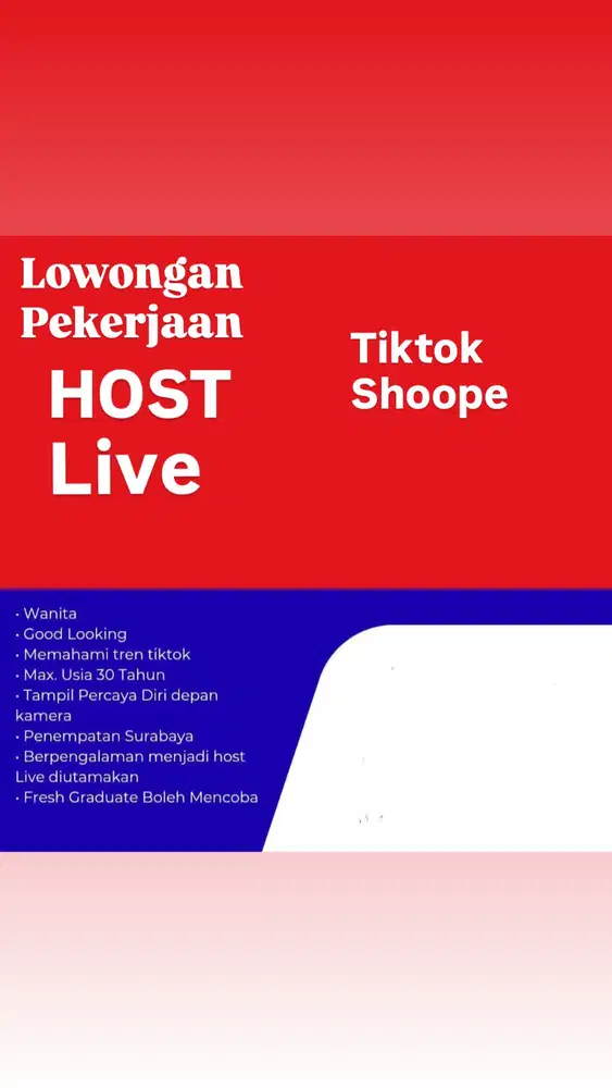 Dicari pegawai host live !!