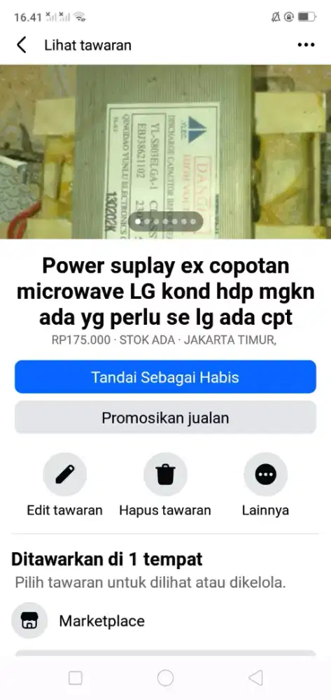 Power suplay khusus microwave LG kond hdp ex copotan murah sj cpt dpt