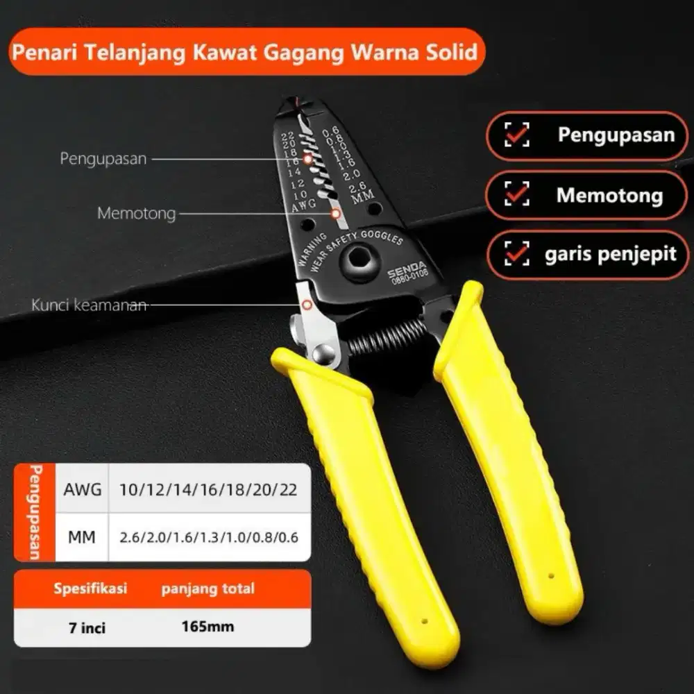 Tang potong kupas kabel listrik tipe 1