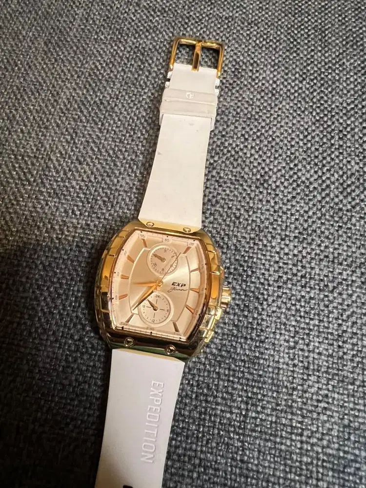 Expedition Ladies E 6782 BF RRGLN Rose Gold Dial White Rubber Strap