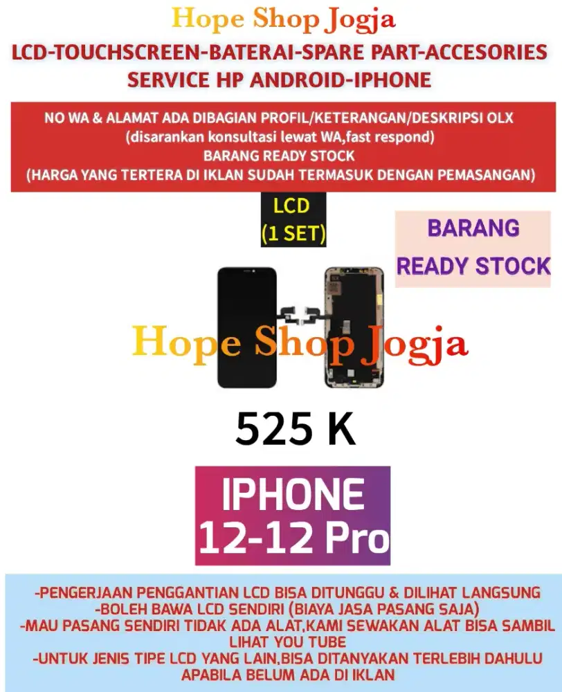 Service Iphone-Ganti Touchscreen-Baterai-LCD Iphone 12-12 Pro