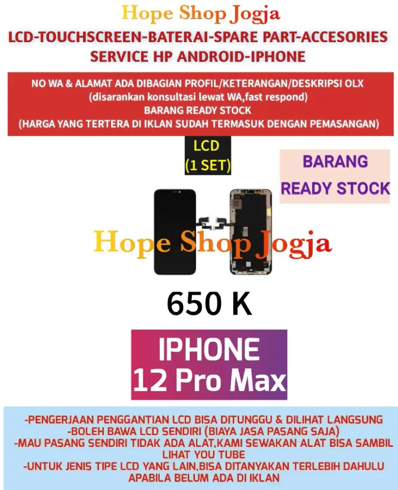 Service Iphone-Ganti Touchscreen-Baterai-LCD Iphone 12 Pro Max