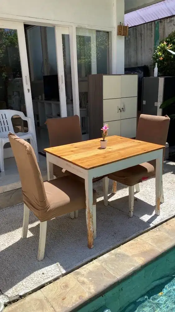 Meja makan set dining table 3 kursi