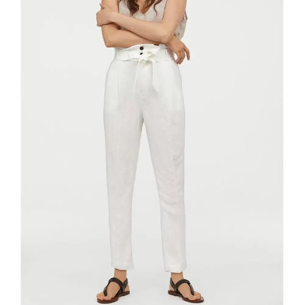 H&M White Linen Long Pants Celana Panjang