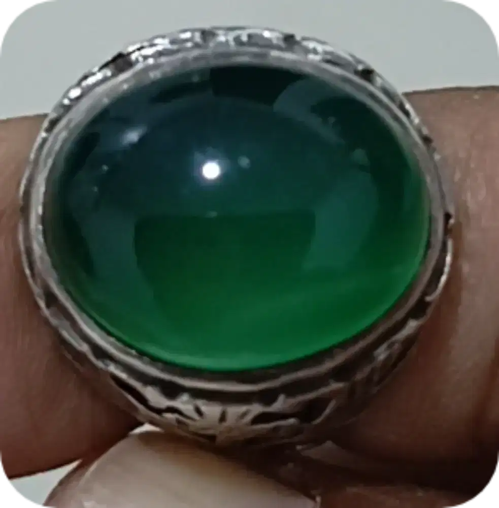 Cincin batu akik hijau Garut Darson natural