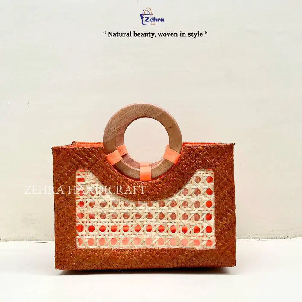 Tas Hampers Anyaman Pandan Handle Kayu | Terlaris