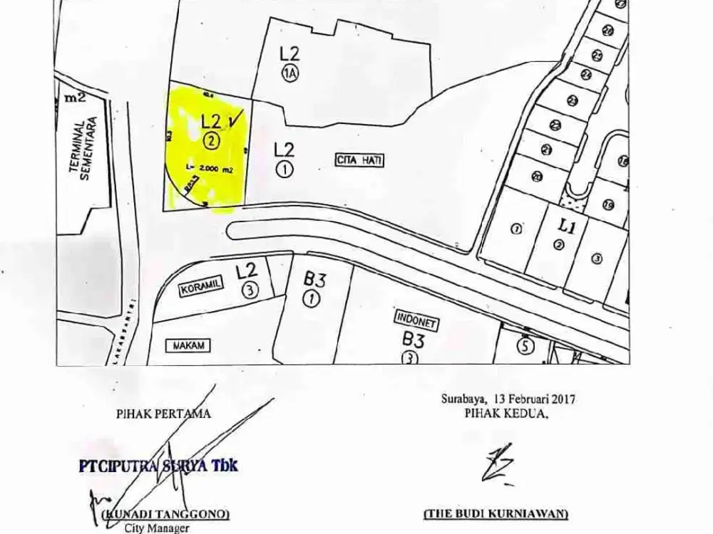 dikontrakan tanah kosong di Raya Bukit Bali Citraland komersial Area