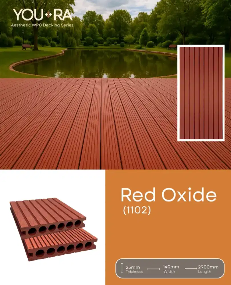 Wpc decking youra untuk lantai taman dan kolam renang