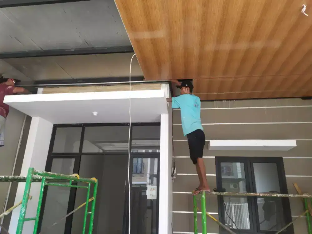 Plafon pvc dan plafon gipsum, partisi dinding, wpc dinding, kanopi,