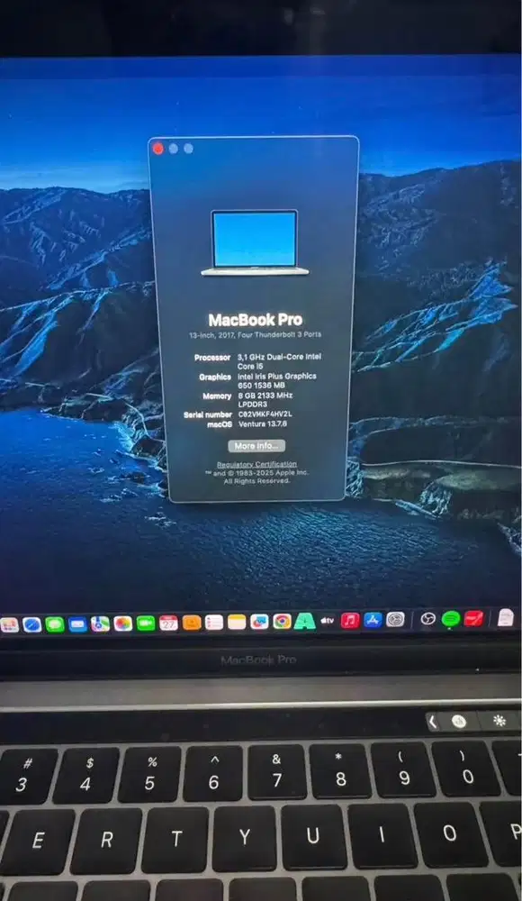 Macbook pro 2017 250gb