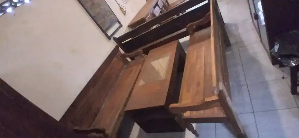 DIJUAL MURAH MEJA KURSI JATI SATU SET