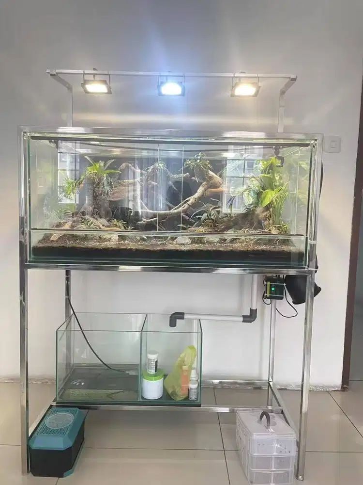 Aquarium hias ikan atau hewan darat