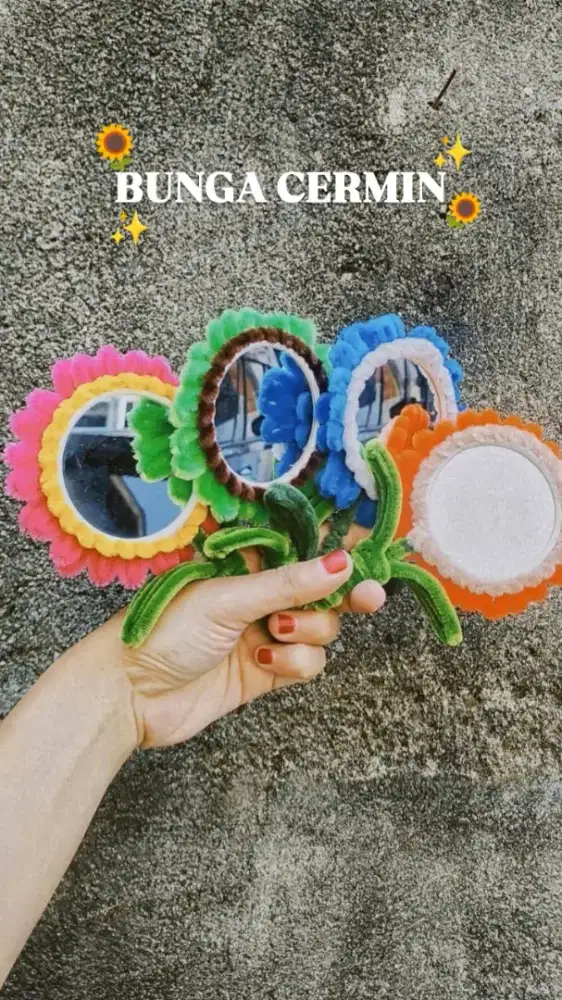 Cermin bunga handmade craft