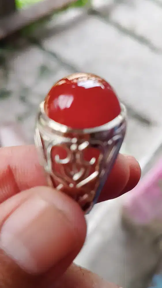 Batu red raples merah asli natural mewah ring 8