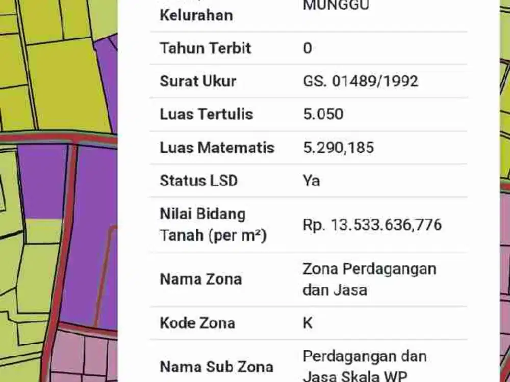 tanah kontrak di jalan utama munggu