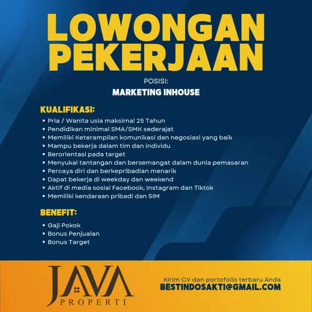 Dibutuhkan Staf Marketing inhouse di bekasi
