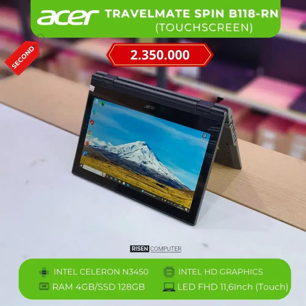 ACER TRAVELMATE SPIN B118-RN N3450 RAM 4GB SSD 128+64GB  FHD 11.6inch