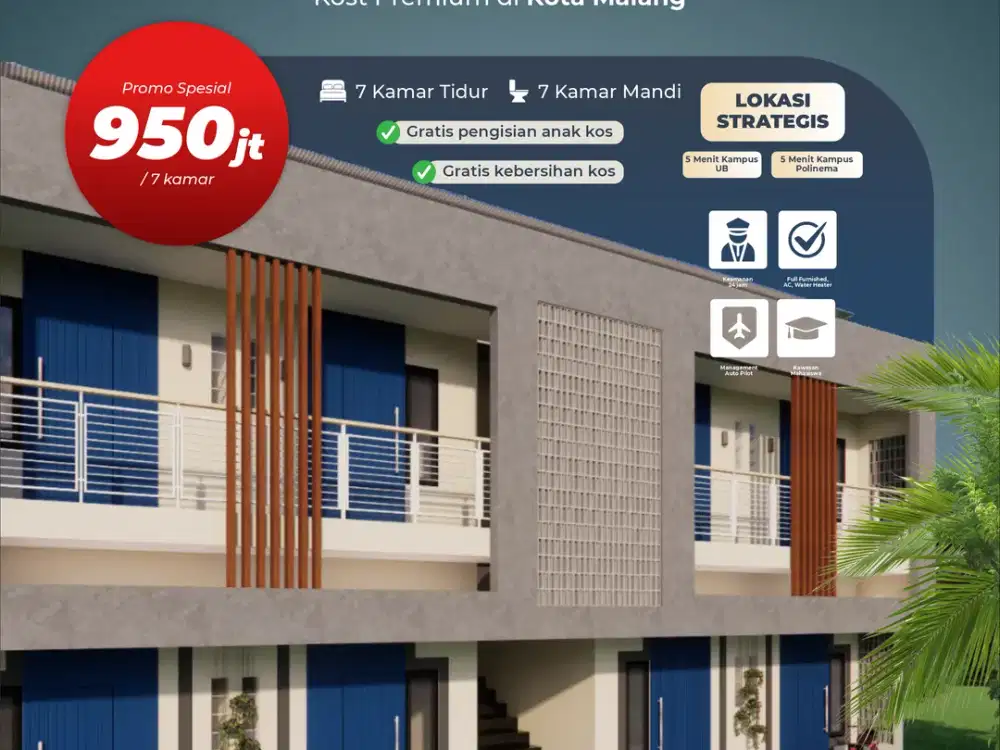 Dijual Rumah Kost Full Furnish dekat Kampus UB & Polinema