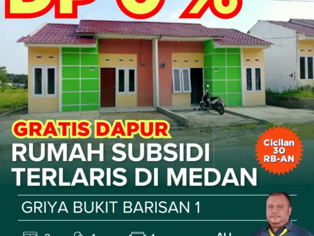 RUMAH SUBSIDI TANPA DP & ADA DAPURNYA DEKAT KE MEDAN