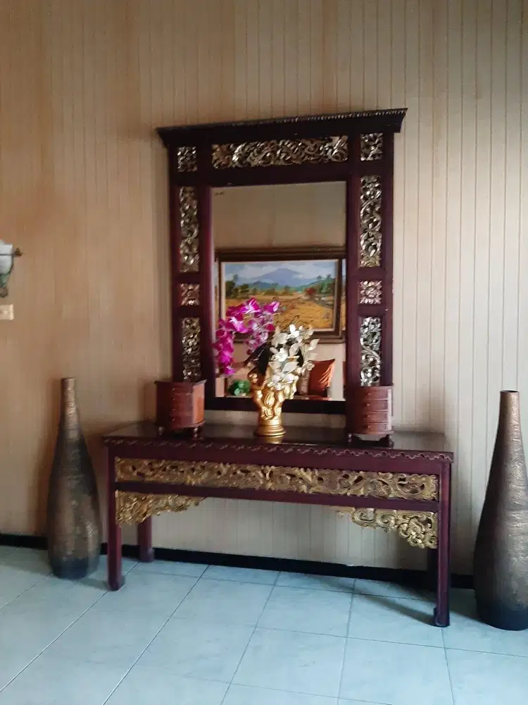 Meja Kaca Hias Set Klasik Elegan