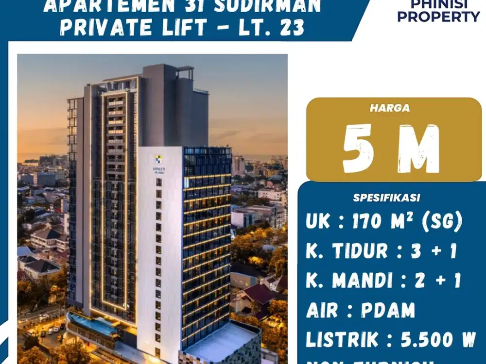 DIJUAL APARTMENT DI 31 SUDIRMAN SUITES MAKASSAR COCOK BUAT INVESTASI