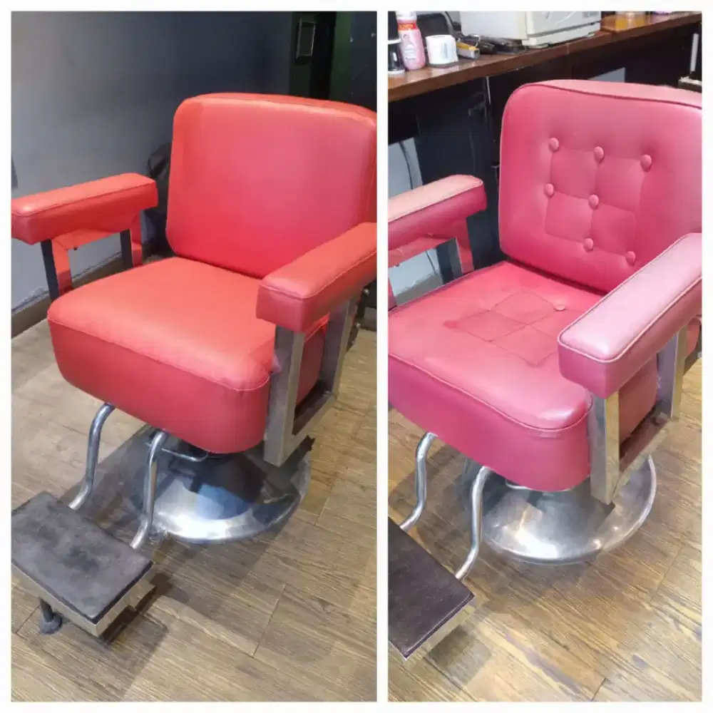 Ganti cover kulit jok khusus kursi barbershop salon
