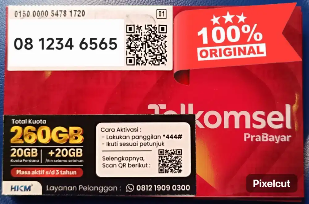 Nomor Cantik HOKI 10 digit Simpati Telkomsel - no bisnis -kouta 260 GB