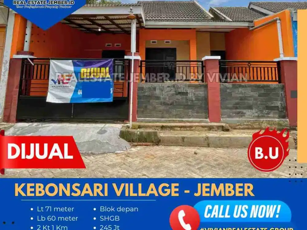 Rumah murah di perumahan kebonsari village jember