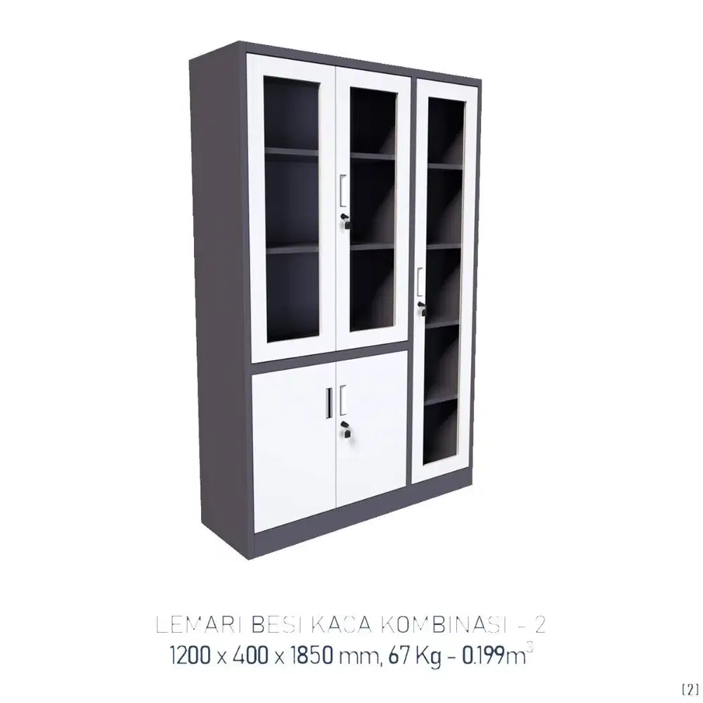 Lemari arsip besi pintu kaca Kombinasi Original