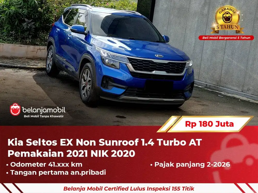 [ GARANSI 5TH ] Kia Seltos EX Non Sunroof 1.4 Turbo AT Biru 2020/2021