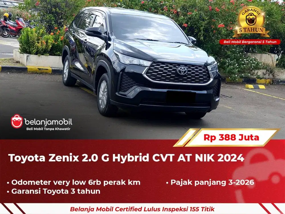 [ GARANSI 5TH ] Toyota Zenix 2.0 G Hybrid HV CVT AT 2024/2025