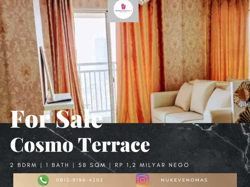Dijual Apartement Cosmo Terrace 2 Bedrooms Full Furnished Lantai Tinggi