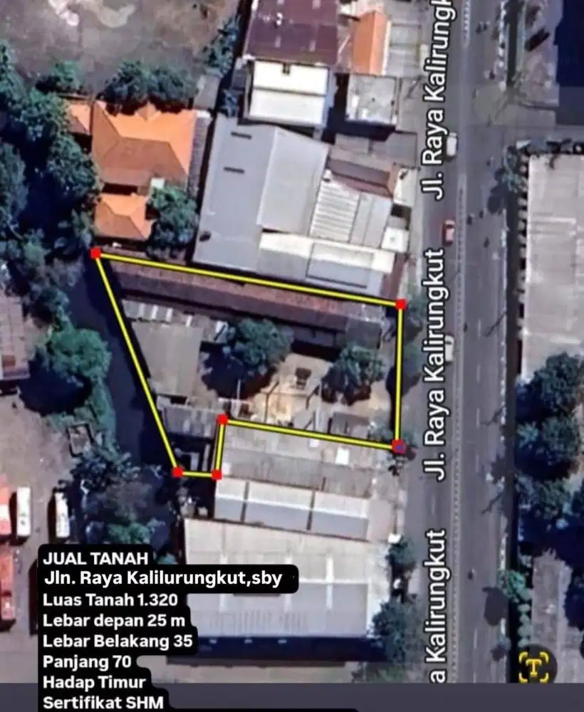 Dijual Tanah Jl. Raya Klirungkut Lokasi Strategis Surabaya Timur