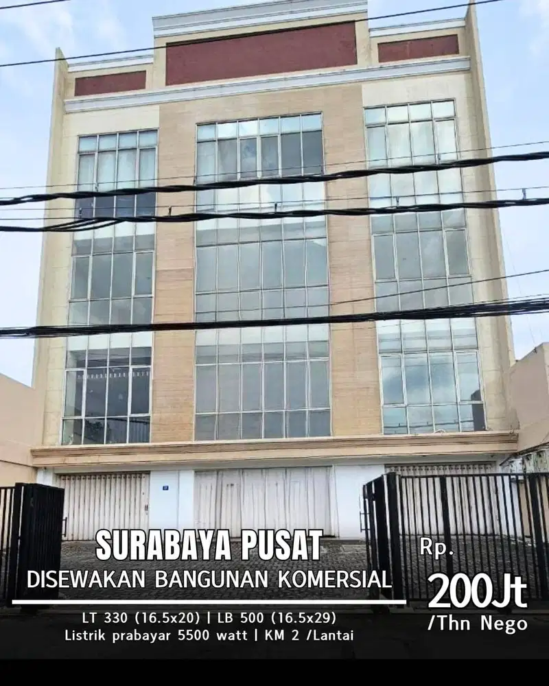Disewakan Bangunan komersial 3 Lantai di Surabaya Pusat