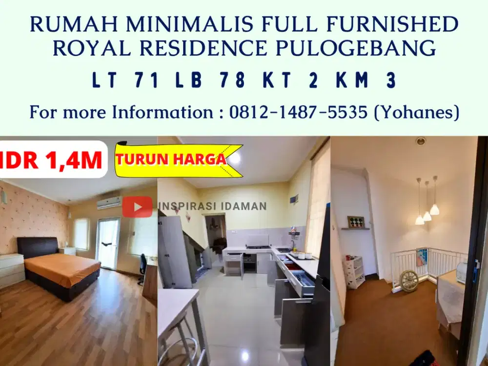 Rumah minimalis Full Furnished Royal Residence Pulogebang