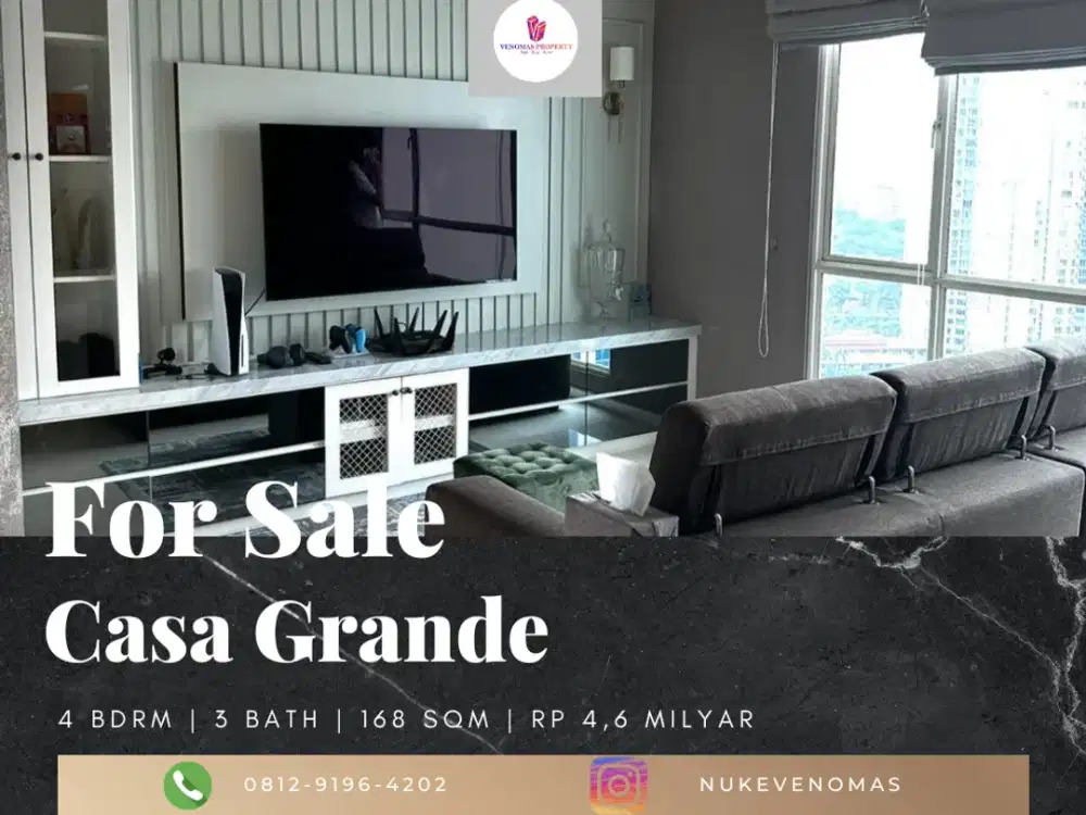 Dijual Apartement Casa Grande Tipe B 3BR+1 Full Furnished Private Lift