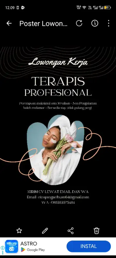 BUTUH TERAPIS CEWEK YANG STAY !!!